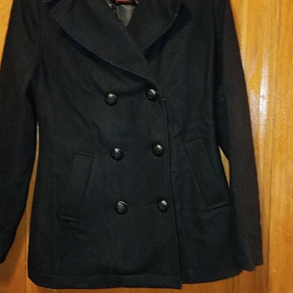 ⬇️Merona black double breasted coat - Picture 3 of 7